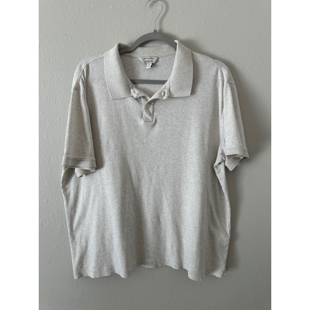 Banana Republic Luxe Touch Performance Polo Shirt Mens Large Gray Short Sleeve